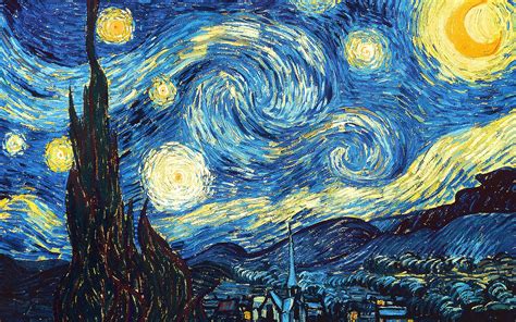 The famous starry night landscape from Vincent Van Gogh