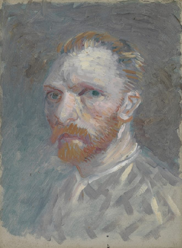 A minimal self portrait of Vincent Van Gogh using grey undertones